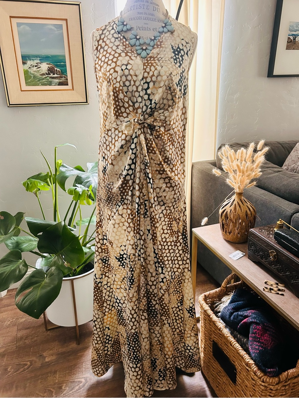 Halogen Print Knot Front Maxi Dress.